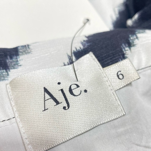 AJE Black & White Striped Tablas Mini Ruffles Wrap Dress Long Sleeve Size 6 NWOT - Picture 2 of 12